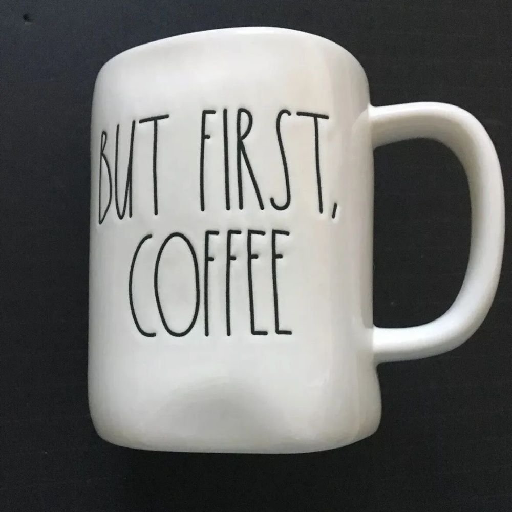 Rae Dunn By Magenta BUT FIRST, COFFEE White Ceramic Large Cup Mug Coffee Tea